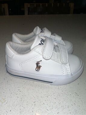 Polo by Ralph Lauren White Kids Velcro Polo Sneakers